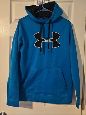 Under Armour Men's Turquoise Blue Hoodie with Black Logo